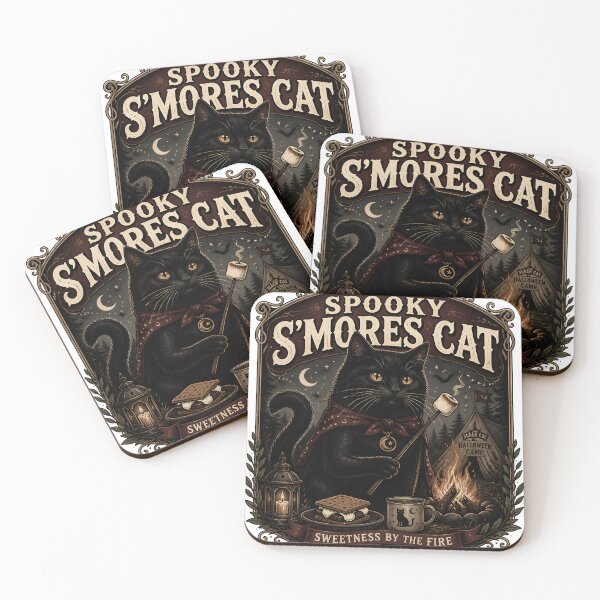 Item preview, Spooky S'Mores Cat Black Cat Halloween Gothic Storybook Art designed and sold by OliviaHayesArt.
