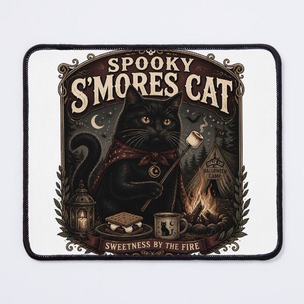 Item preview, Spooky S'Mores Cat Black Cat Halloween Gothic Storybook Art designed and sold by OliviaHayesArt.