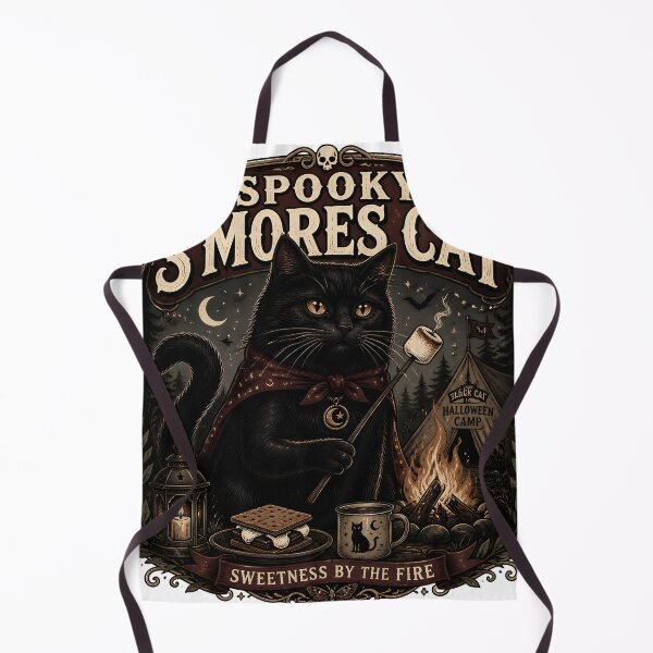Item preview, Spooky S'Mores Cat Black Cat Halloween Gothic Storybook Art designed and sold by OliviaHayesArt.