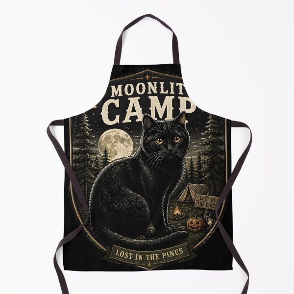Item preview, Moonlit Camp Black Cat Halloween Retro Poster designed and sold by OliviaHayesArt.