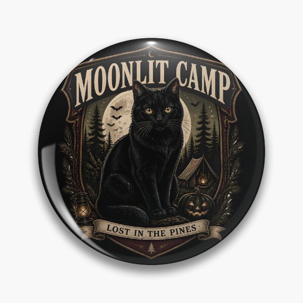 Item preview, Moonlit Camp Black Cat Halloween Gothic Storybook Art designed and sold by OliviaHayesArt.
