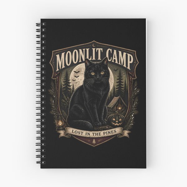 Item preview, Moonlit Camp Black Cat Halloween Gothic Storybook Art designed and sold by OliviaHayesArt.