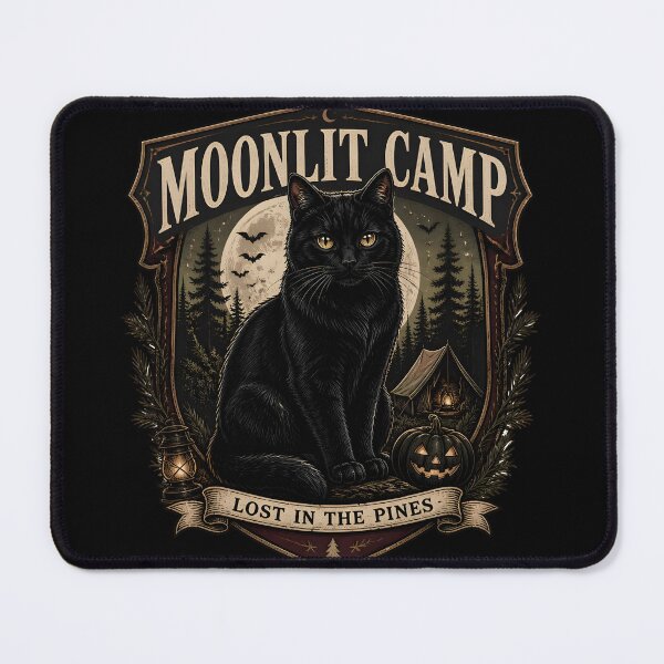 Item preview, Moonlit Camp Black Cat Halloween Gothic Storybook Art designed and sold by OliviaHayesArt.