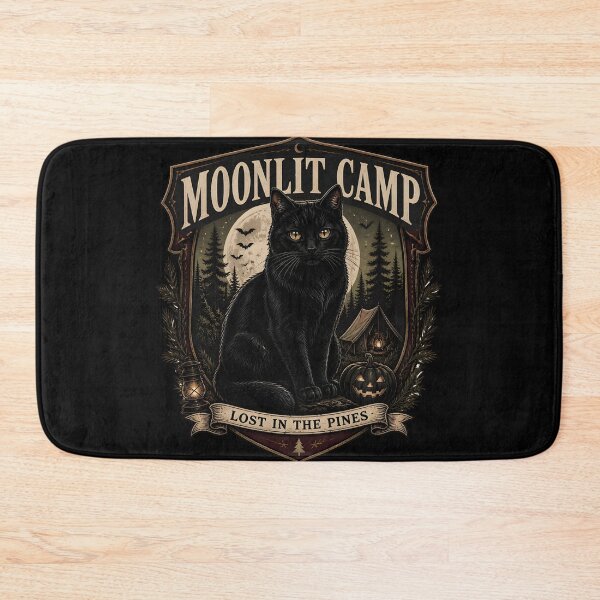 Item preview, Moonlit Camp Black Cat Halloween Gothic Storybook Art designed and sold by OliviaHayesArt.