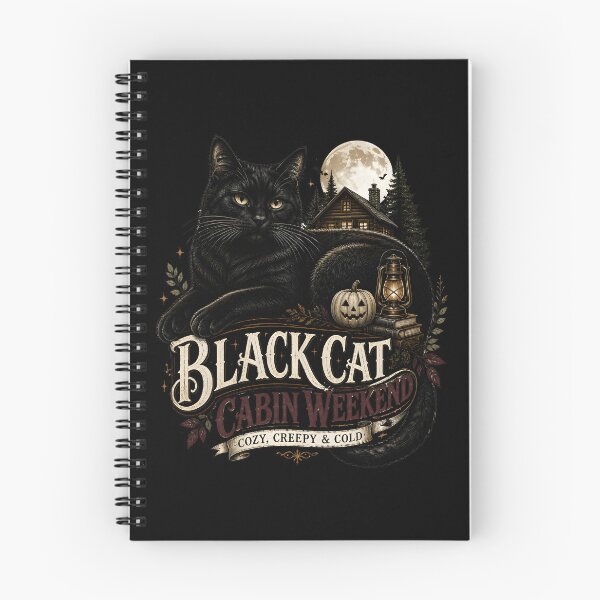 Item preview, Black Cat Cabin Weekend Black Cat Halloween Gothic Storybook Art designed and sold by OliviaHayesArt.