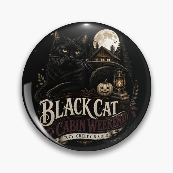 Item preview, Black Cat Cabin Weekend Black Cat Halloween Gothic Storybook Art designed and sold by OliviaHayesArt.
