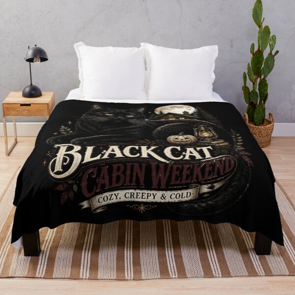 Item preview, Black Cat Cabin Weekend Black Cat Halloween Gothic Storybook Art designed and sold by OliviaHayesArt.