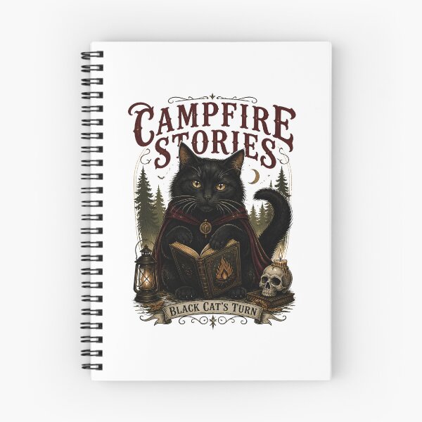 Item preview, Campfire Stories Black Cat Halloween designed and sold by OliviaHayesArt.