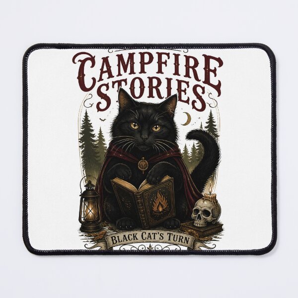 Item preview, Campfire Stories Black Cat Halloween designed and sold by OliviaHayesArt.