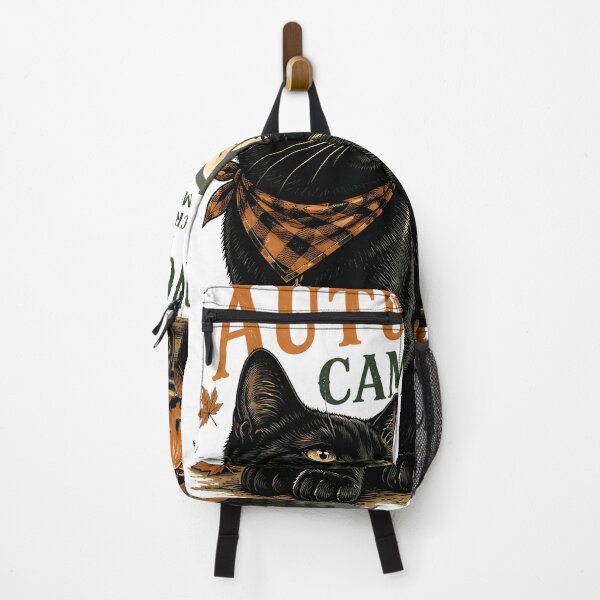 Item preview, Autumn Camping Cat Black Cat Halloween Retro Poster designed and sold by OliviaHayesArt.