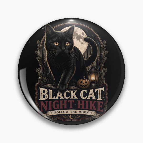 Item preview, Black Cat Night Hike Black Cat Halloween Gothic Storybook Art designed and sold by OliviaHayesArt.
