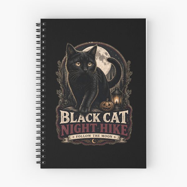 Item preview, Black Cat Night Hike Black Cat Halloween Gothic Storybook Art designed and sold by OliviaHayesArt.