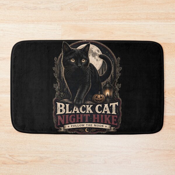 Item preview, Black Cat Night Hike Black Cat Halloween Gothic Storybook Art designed and sold by OliviaHayesArt.