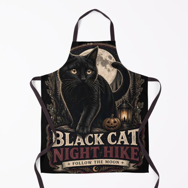 Item preview, Black Cat Night Hike Black Cat Halloween Gothic Storybook Art designed and sold by OliviaHayesArt.