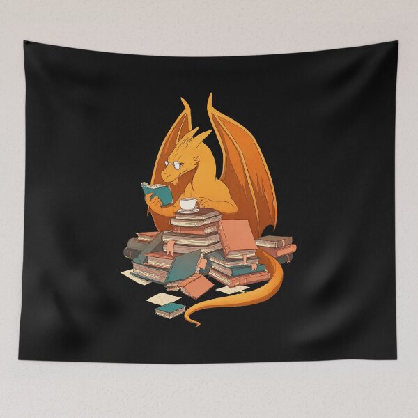 Item preview, Dragon Reading Books And Drinking Tea designed and sold by JANEREND.