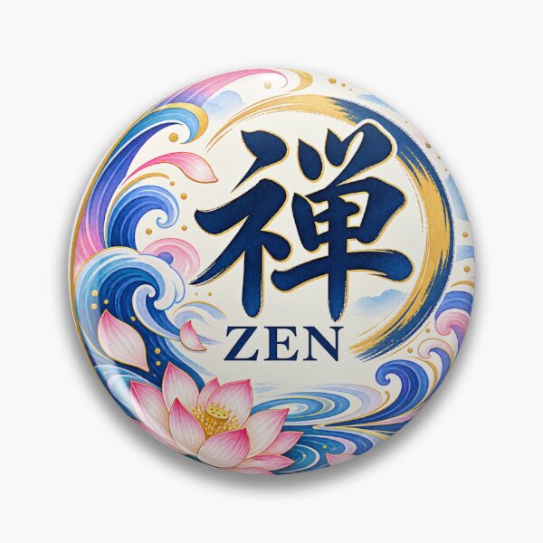 Item preview, Zen Kanji Japanese Lotus & Wave Art – 禅 Mindfulness Design | Colorful Pop Edition designed and sold by  Miyabi Tonaegoto Art.