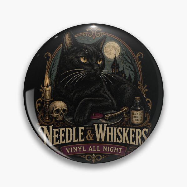 Item preview, Needle & Whiskers Black Cat Halloween Gothic Storybook Art designed and sold by KristenosNehk.