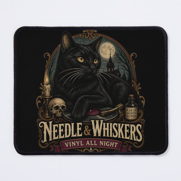 Item preview, Needle & Whiskers Black Cat Halloween Gothic Storybook Art designed and sold by KristenosNehk.