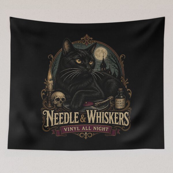 Item preview, Needle & Whiskers Black Cat Halloween Gothic Storybook Art designed and sold by KristenosNehk.