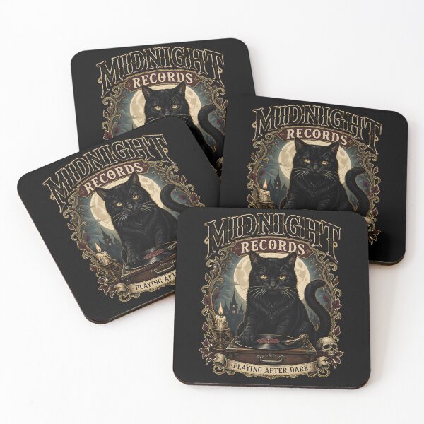 Item preview, Midnight Records Black Cat Halloween Gothic Storybook Art designed and sold by KristenosNehk.