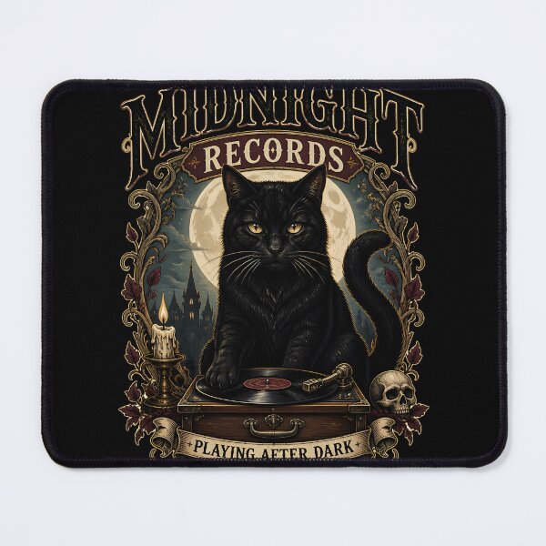 Item preview, Midnight Records Black Cat Halloween Gothic Storybook Art designed and sold by KristenosNehk.