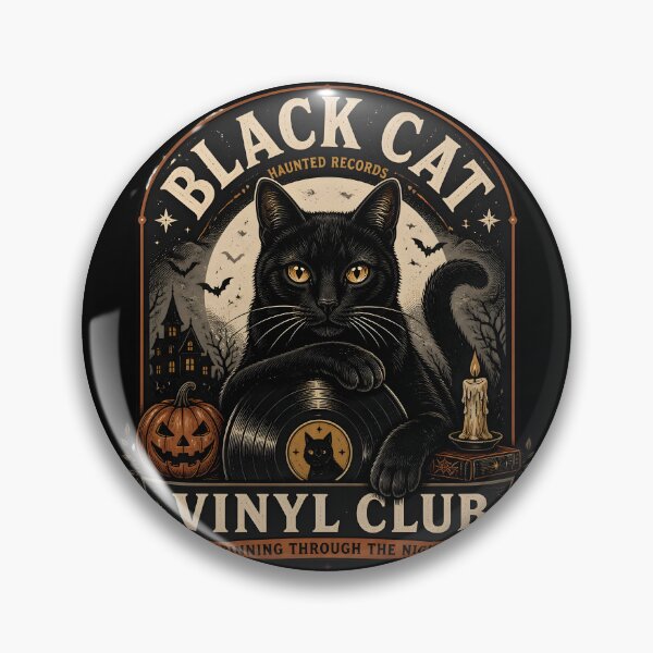 Item preview, Black Cat Vinyl Club Black Cat Halloween Retro Poster designed and sold by KristenosNehk.
