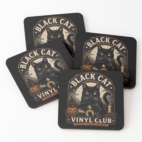 Item preview, Black Cat Vinyl Club Black Cat Halloween Retro Poster designed and sold by KristenosNehk.