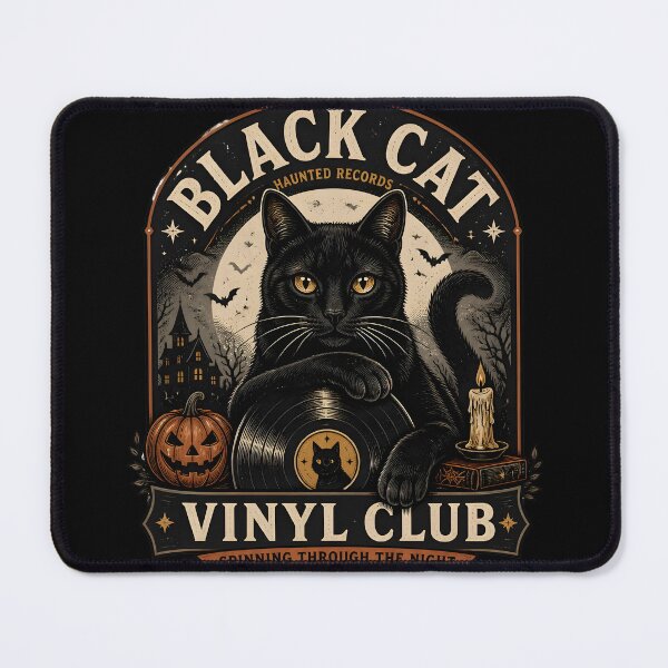 Item preview, Black Cat Vinyl Club Black Cat Halloween Retro Poster designed and sold by KristenosNehk.