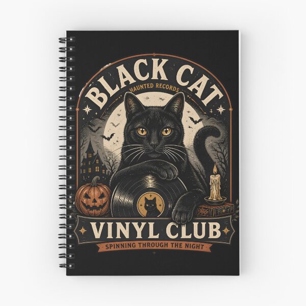 Item preview, Black Cat Vinyl Club Black Cat Halloween Retro Poster designed and sold by KristenosNehk.