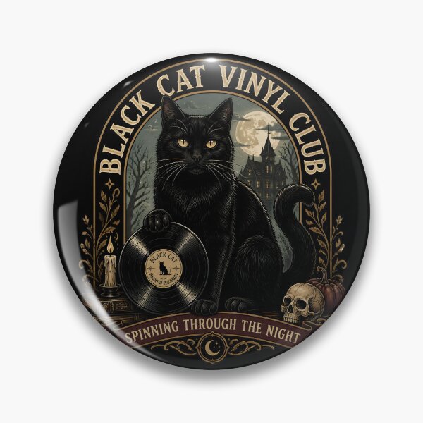 Item preview, Black Cat Vinyl Club Black Cat Halloween Gothic Storybook Art designed and sold by KristenosNehk.