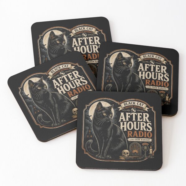 Item preview, After Hours Radio Black Cat Halloween Retro Poster designed and sold by KristenosNehk.