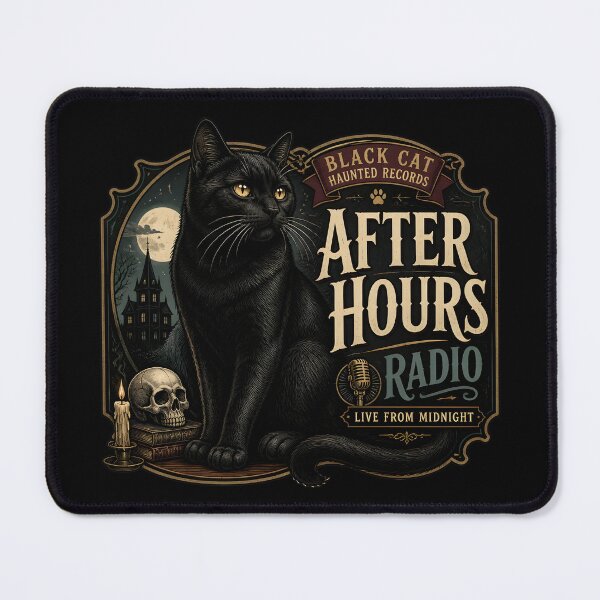 Item preview, After Hours Radio Black Cat Halloween Gothic Storybook Art designed and sold by KristenosNehk.