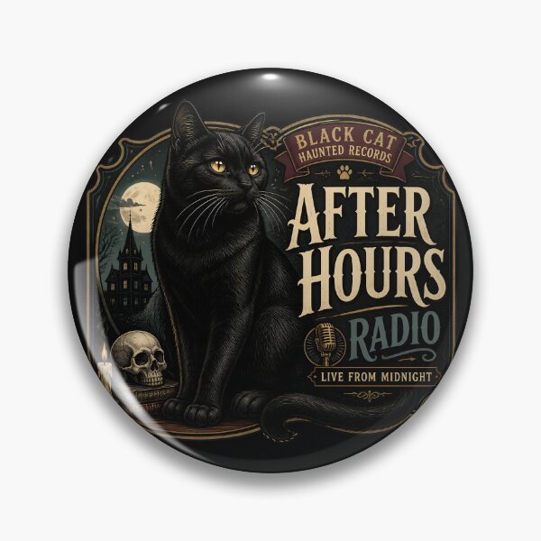 Item preview, After Hours Radio Black Cat Halloween Gothic Storybook Art designed and sold by KristenosNehk.
