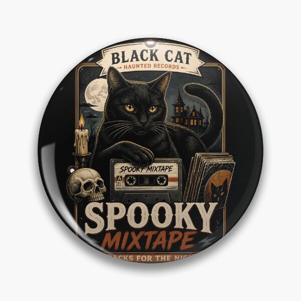 Item preview, Spooky Mixtape Black Cat Halloween Retro Poster designed and sold by KristenosNehk.
