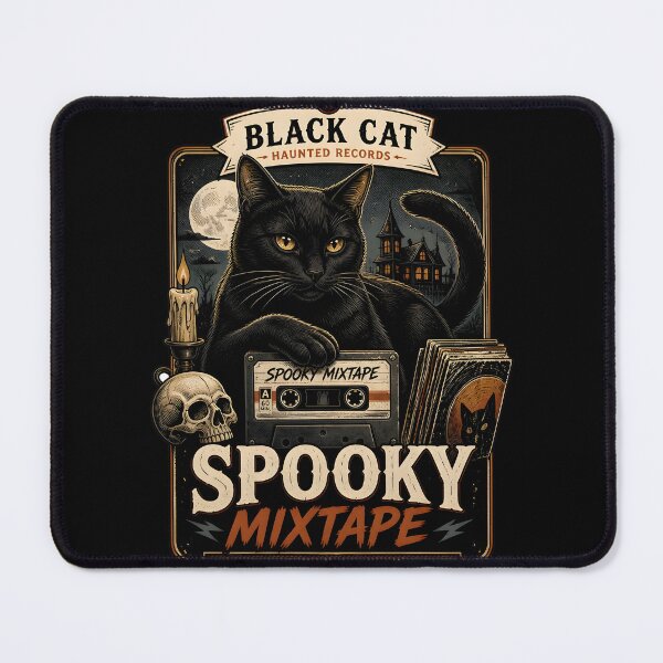 Item preview, Spooky Mixtape Black Cat Halloween Retro Poster designed and sold by KristenosNehk.