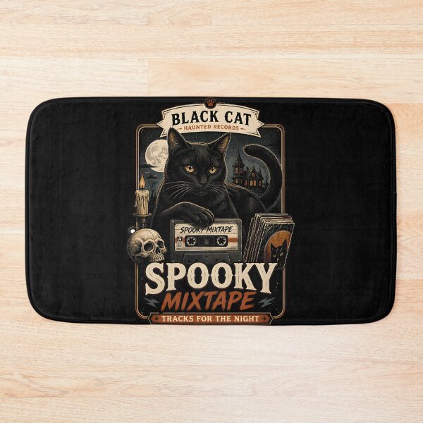Item preview, Spooky Mixtape Black Cat Halloween Retro Poster designed and sold by KristenosNehk.