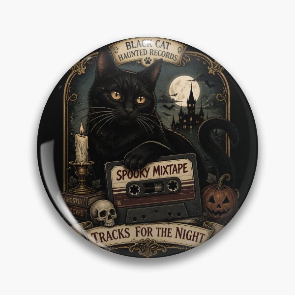 Item preview, Spooky Mixtape Black Cat Halloween Gothic Storybook Art designed and sold by KristenosNehk.