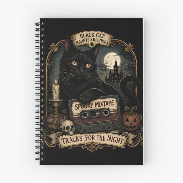 Item preview, Spooky Mixtape Black Cat Halloween Gothic Storybook Art designed and sold by KristenosNehk.