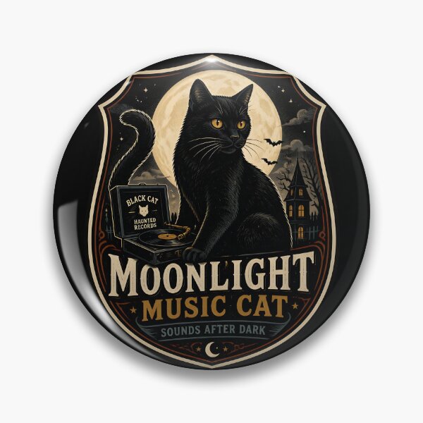 Item preview, Moonlight Music Cat Black Cat Halloween Retro Poster designed and sold by KristenosNehk.