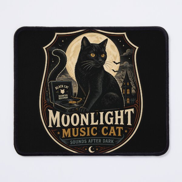 Item preview, Moonlight Music Cat Black Cat Halloween Retro Poster designed and sold by KristenosNehk.