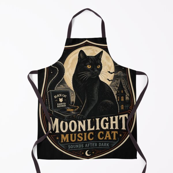Item preview, Moonlight Music Cat Black Cat Halloween Retro Poster designed and sold by KristenosNehk.