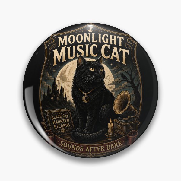 Item preview, Moonlight Music Cat Black Cat Halloween Gothic Storybook Art designed and sold by KristenosNehk.
