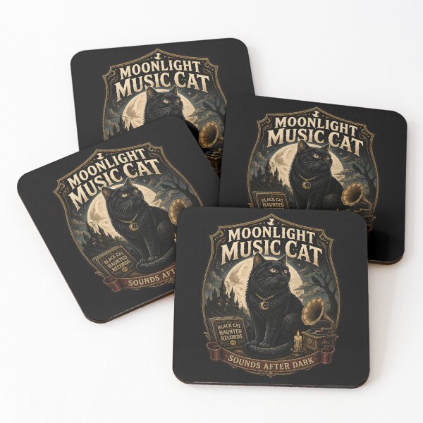 Item preview, Moonlight Music Cat Black Cat Halloween Gothic Storybook Art designed and sold by KristenosNehk.