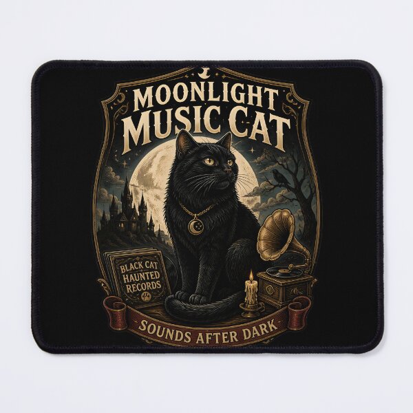 Item preview, Moonlight Music Cat Black Cat Halloween Gothic Storybook Art designed and sold by KristenosNehk.