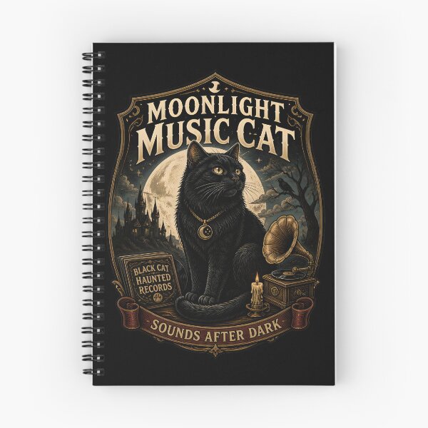 Item preview, Moonlight Music Cat Black Cat Halloween Gothic Storybook Art designed and sold by KristenosNehk.