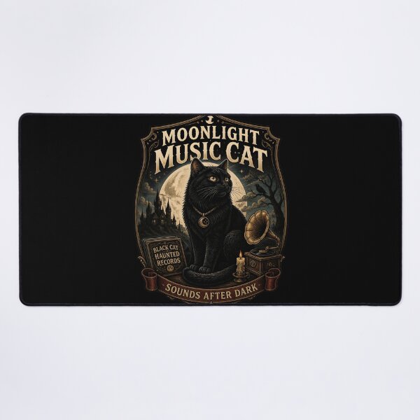 Item preview, Moonlight Music Cat Black Cat Halloween Gothic Storybook Art designed and sold by KristenosNehk.