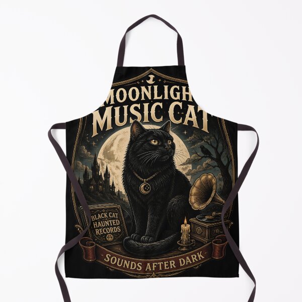 Item preview, Moonlight Music Cat Black Cat Halloween Gothic Storybook Art designed and sold by KristenosNehk.