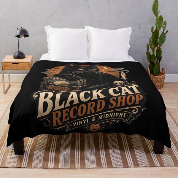 Item preview, Black Cat Record Shop Black Cat Halloween Retro Poster designed and sold by KristenosNehk.