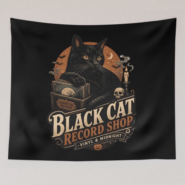 Item preview, Black Cat Record Shop Black Cat Halloween Retro Poster designed and sold by KristenosNehk.