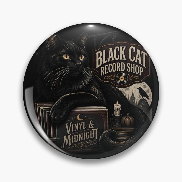 Item preview, Black Cat Record Shop Black Cat Halloween Gothic Storybook Art designed and sold by KristenosNehk.